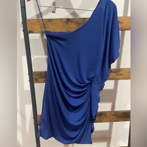 Express Blue Asymmetrical One Shoulder Cocktail Dress
